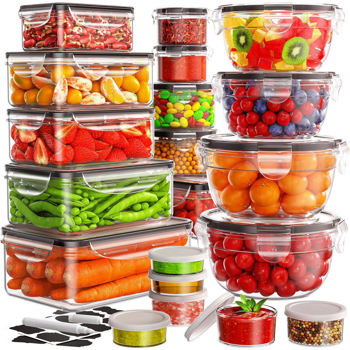JSCARES rectangle container 50.7oz for meal prep and freshness.