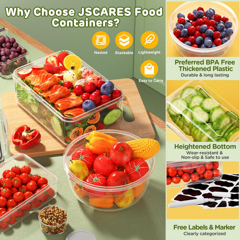 JSCARES round container 40.6oz transparent lid helps monitor leftovers.