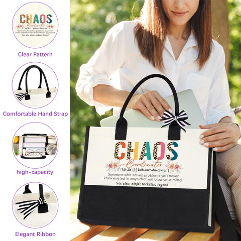 JSENGIFT fashionable canvas tote bag, roomy enough for work and travel.