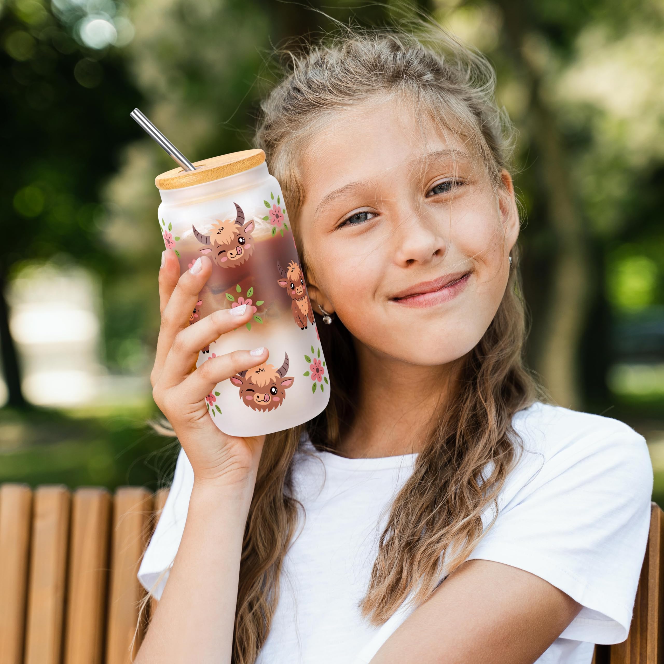 JSENGIFT Highland Cow 16 oz tumbler with straw for refreshing beverages