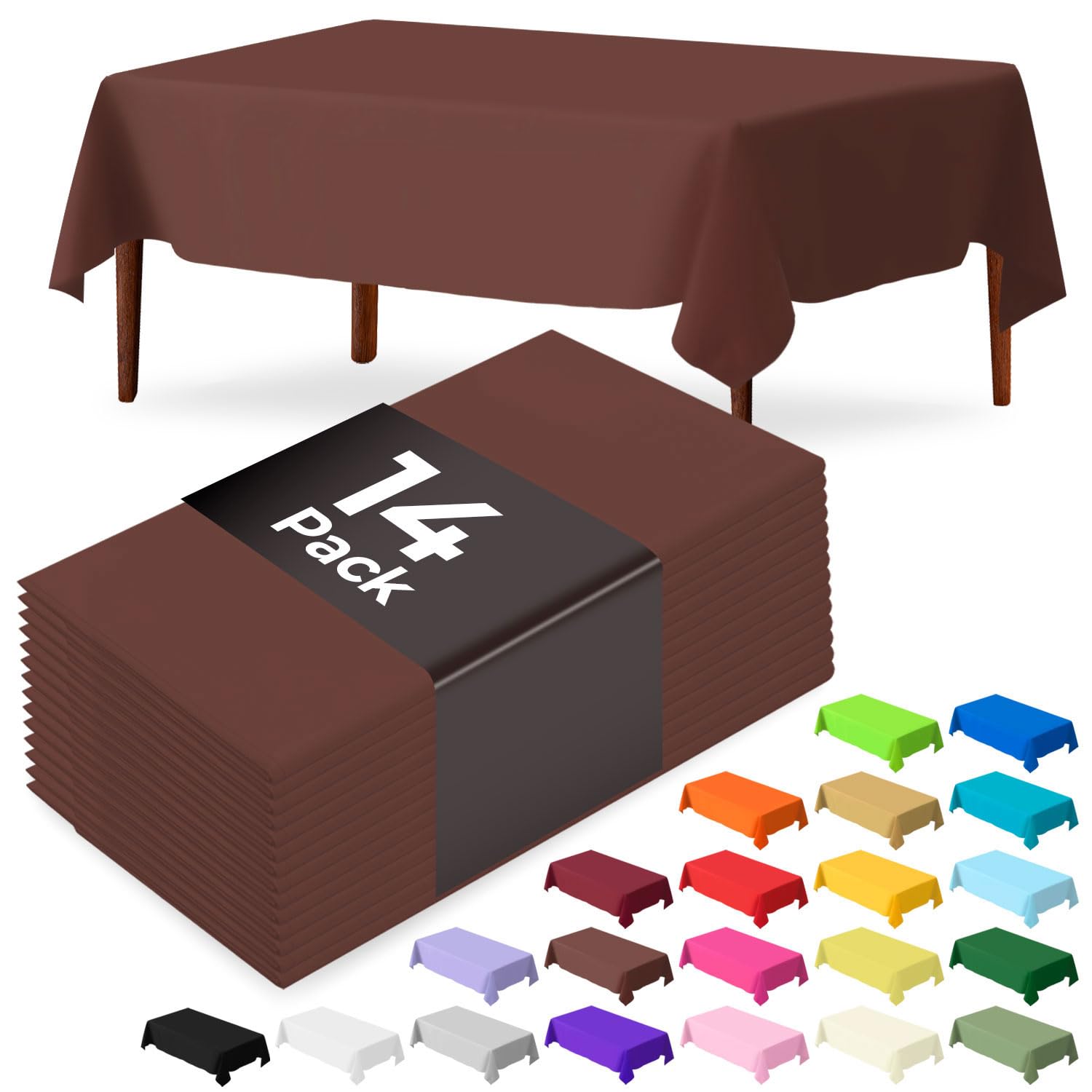 JSQBSECL 14-pack brown tablecloth 54x108 inches for parties and quick cleanup