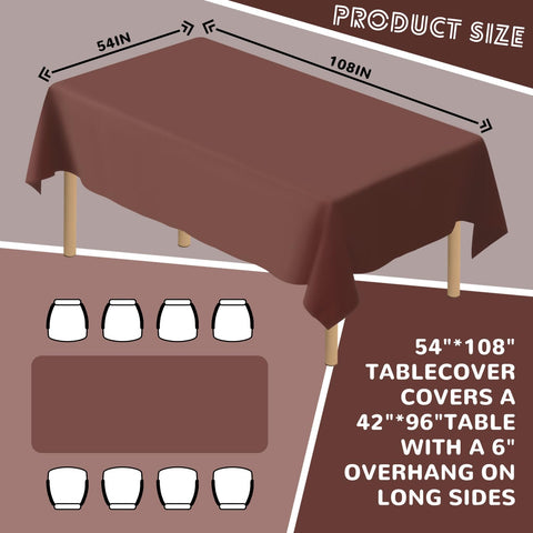 JSQBSECL disposable rectangle table cover 54x108 brown with spill protection
