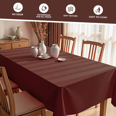 JSQBSECL PEVA tablecloth in brown is tear-resistant and non-toxic
