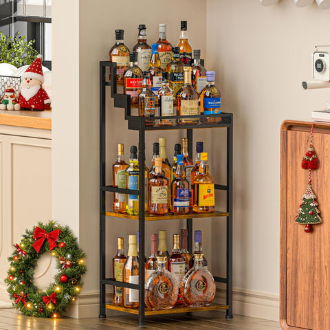 Jsskeeim trapezoidal liquor cabinet metal guards protect bottles