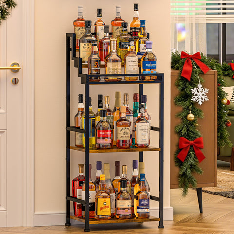 Jsskeeim trapezoidal liquor cabinet top steps showing bottle visibility and easy access
