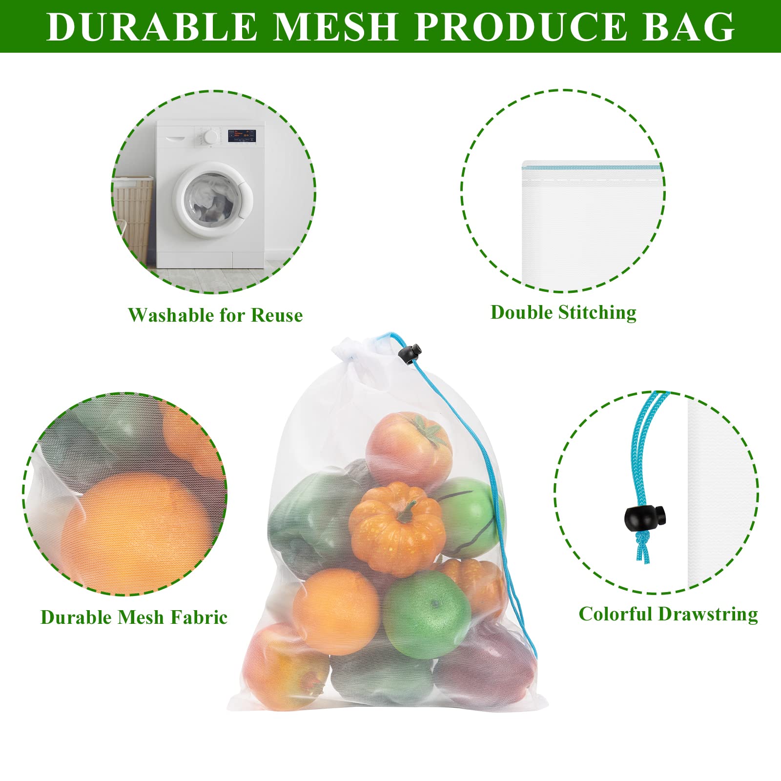 JSVSLTD foldable compact mesh bag fits in a purse for on the go