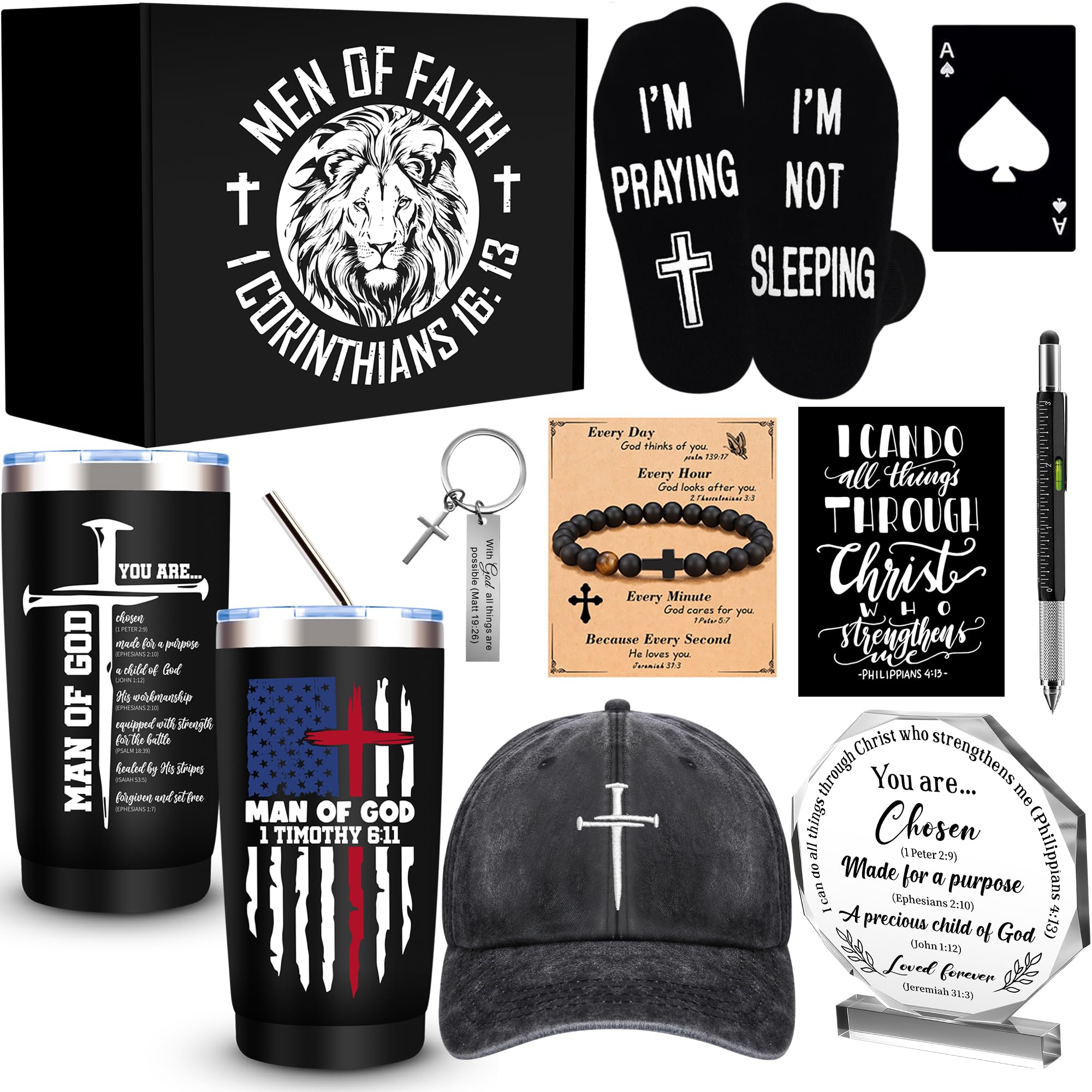 JTAMOHI 20 oz tumbler with scripture keeps beverages hot or cold.