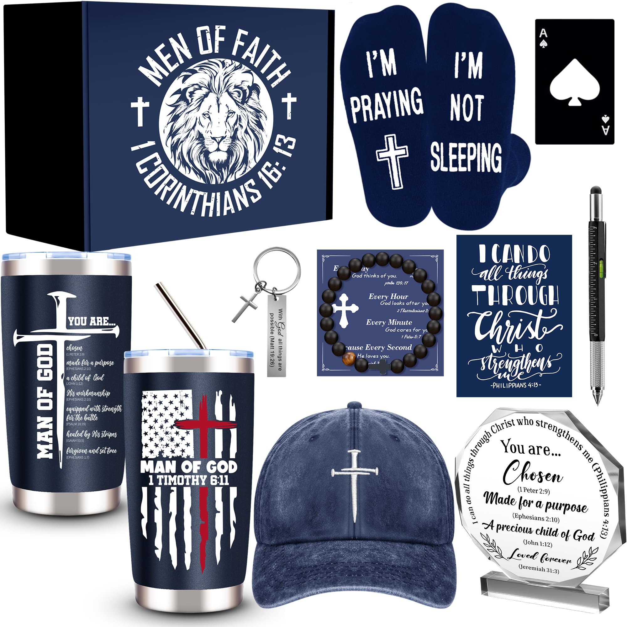 JTAMOHI 20 oz tumbler featuring Man of God verse keeps beverages hot or cold