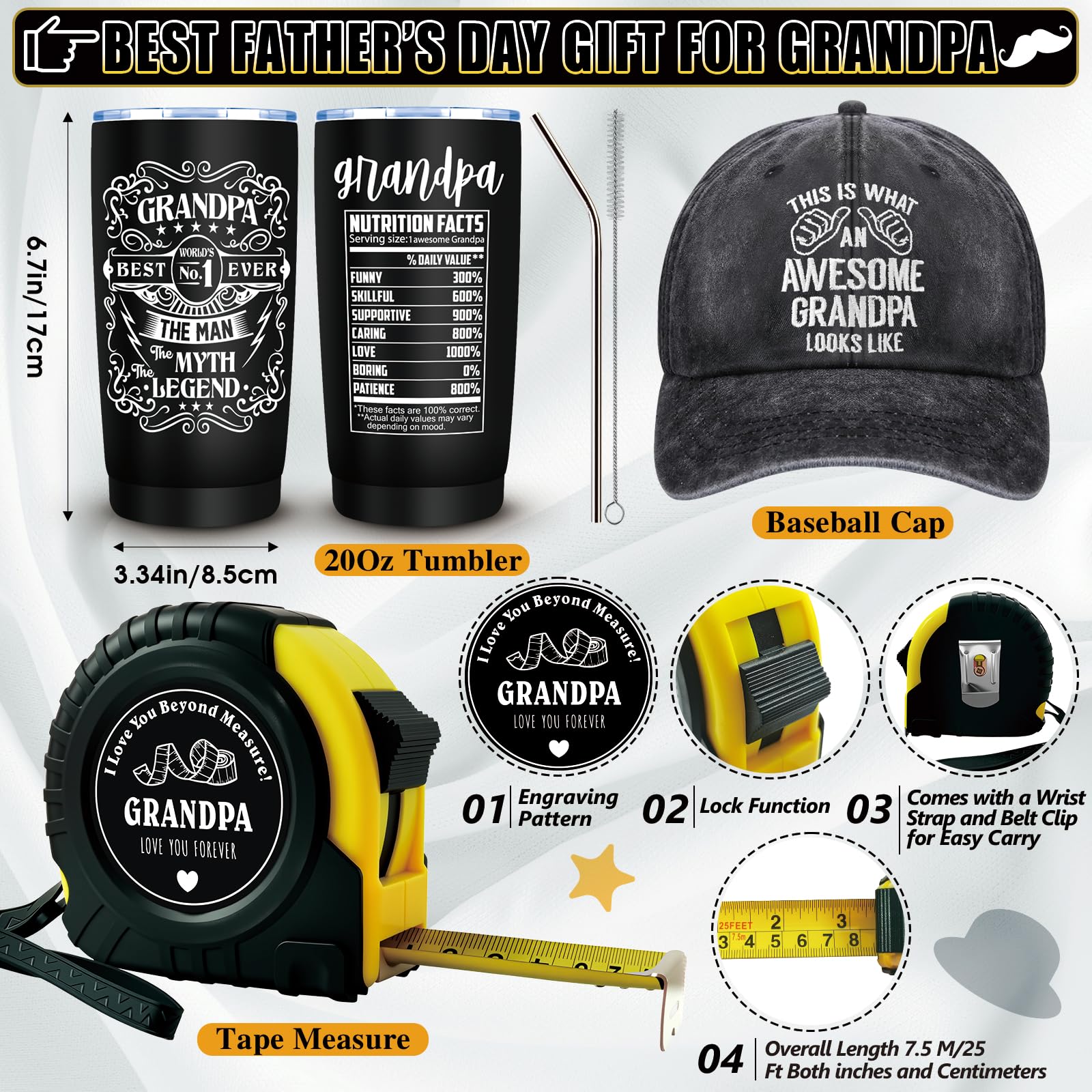 JTAMOHI grandpa gift baseball cap provides breathable comfort and casual style