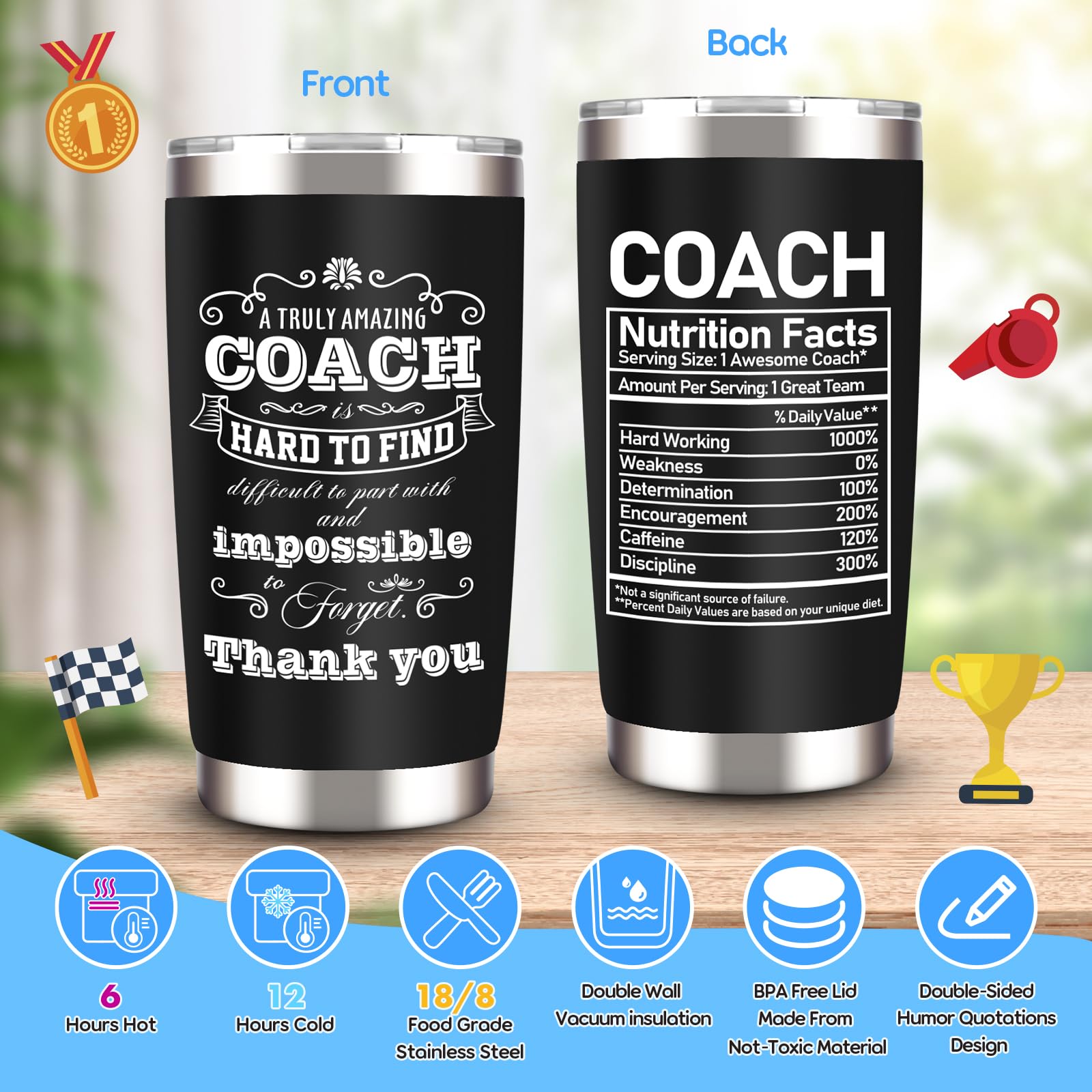 JTAMOHI 20oz insulated tumbler keeps drinks hot or cold during practice