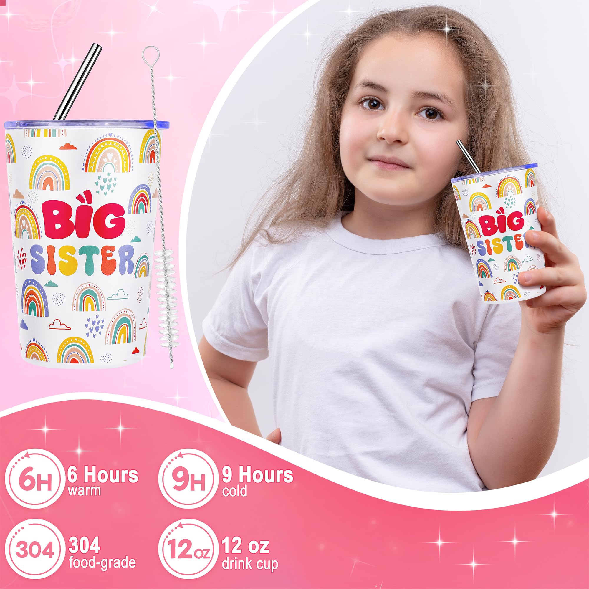 JTENGTOP rainbow tumbler with lid and straw for on-the-go hydration.