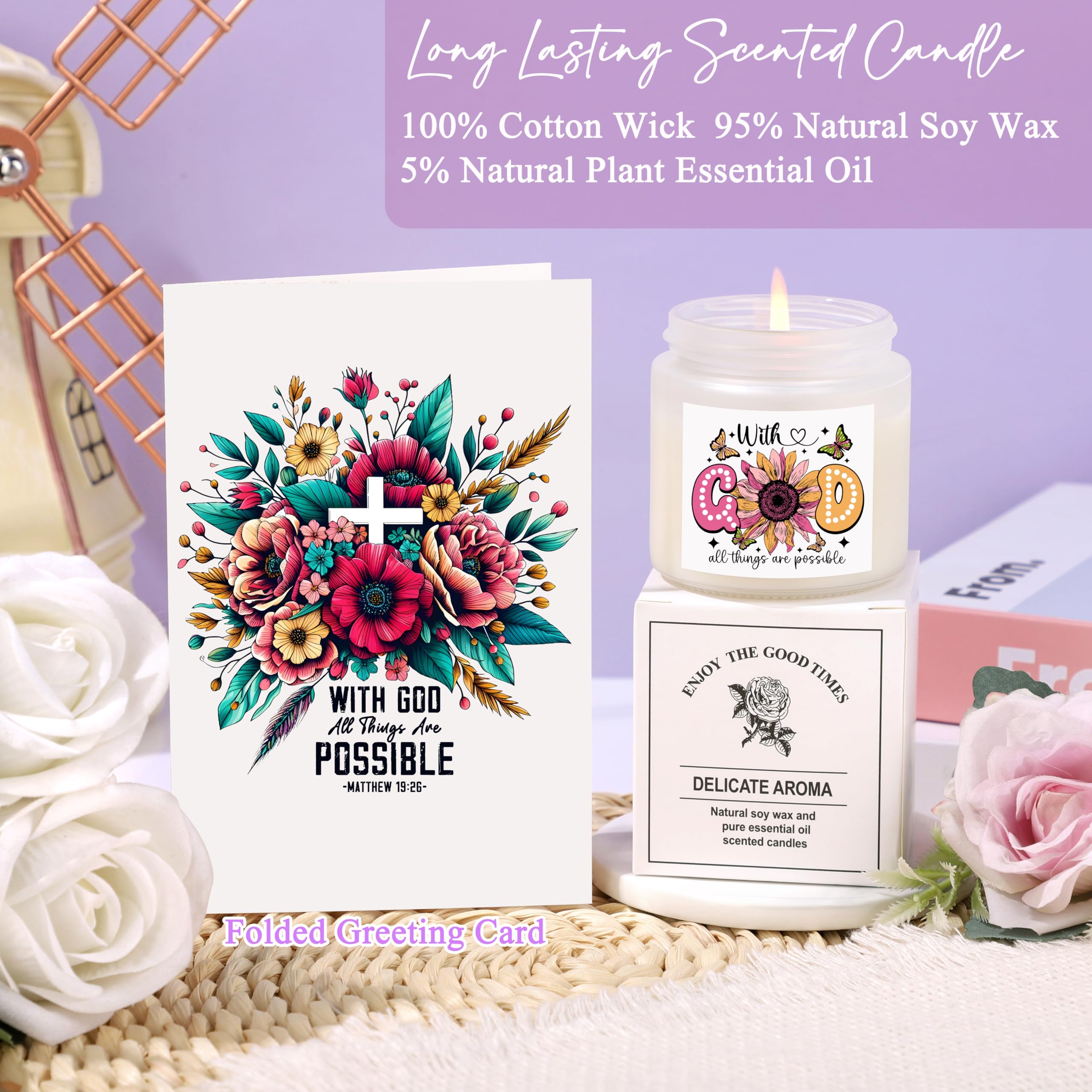 JTENGTOP lavender soy wax candle with encouraging message