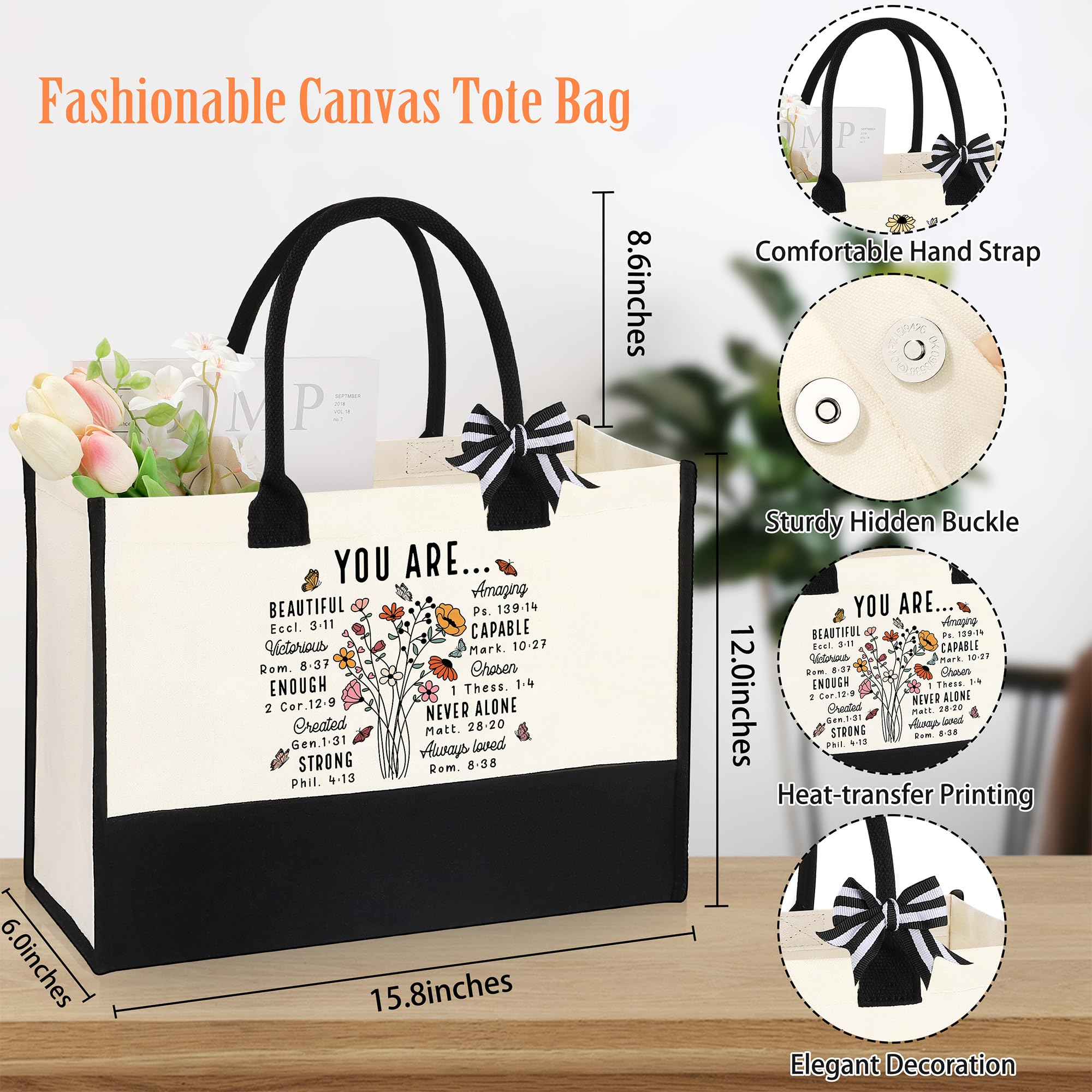 JTENGTOP makeup bag double-sided print, high-quality canvas with ample room for cosmetics.