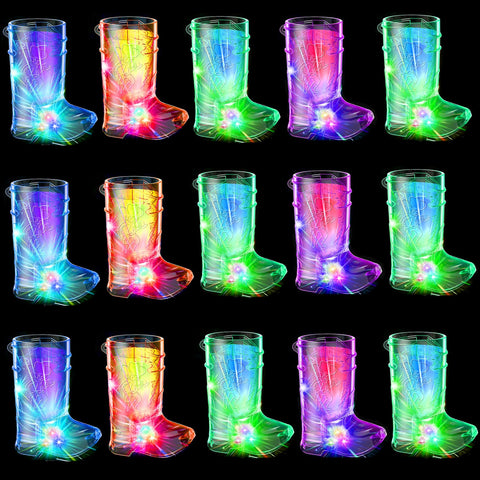 JTWKING light-up shot glasses glow vividly for festive cowboy boot shots