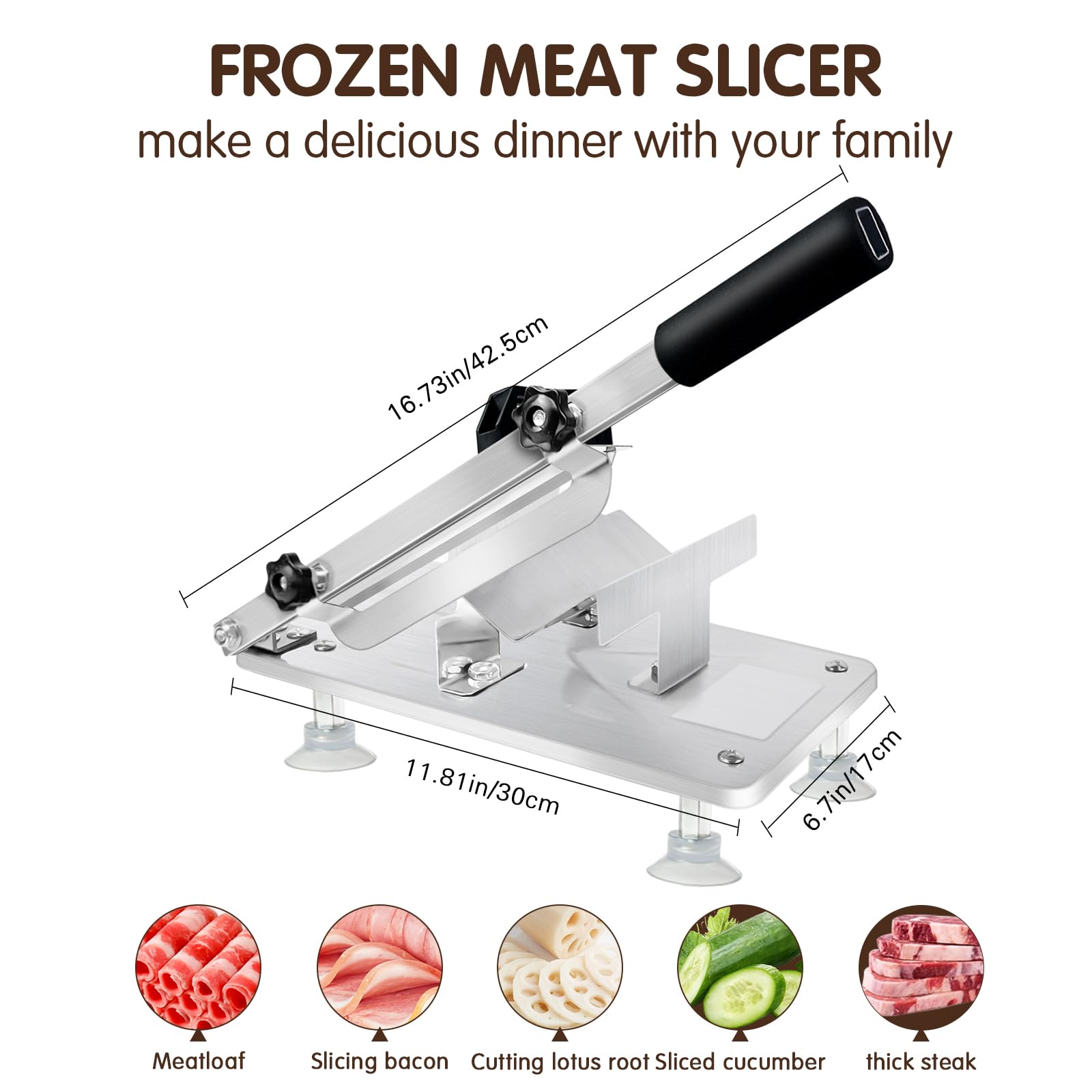 Juanwan manual frozen meat slicer non-slip press cover enhances safety during use