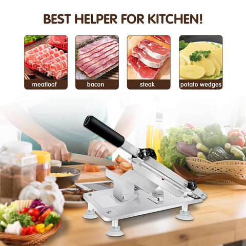 Juanwan manual frozen meat slicer thickness-adjuster close-up enables precise slice thickness