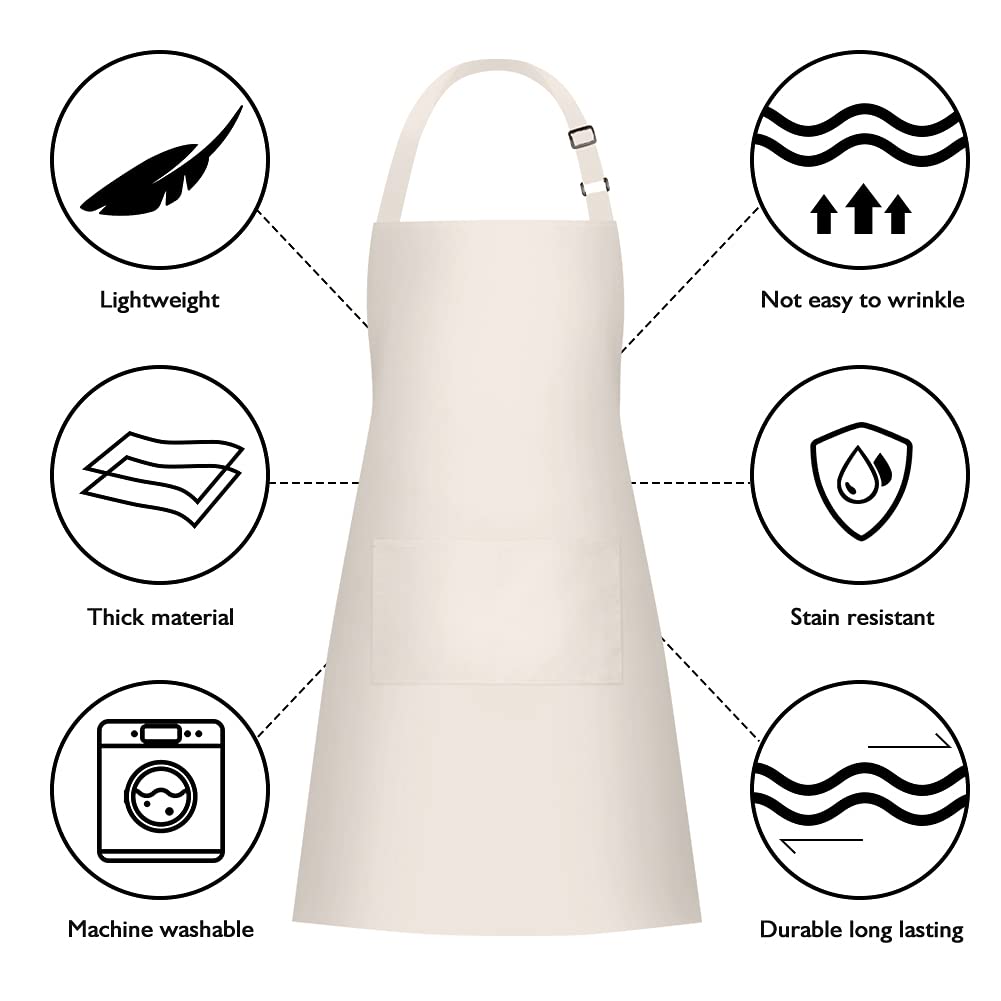 Jubatus beige model wearing the two-pack apron in a professional setting.