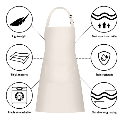 Jubatus beige model wearing the two-pack apron in a professional setting.