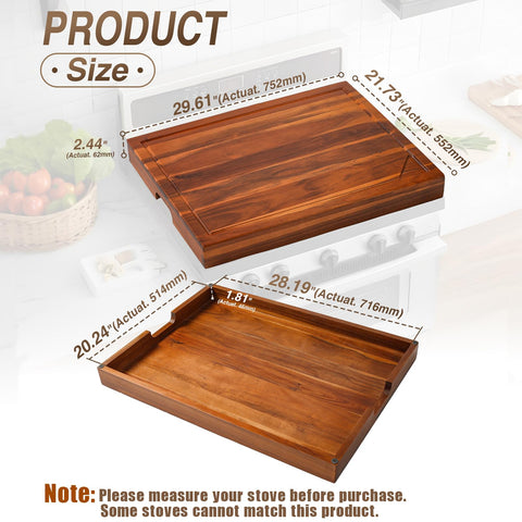Jubilander acacia wood stove cover serving tray for meals on the go.
