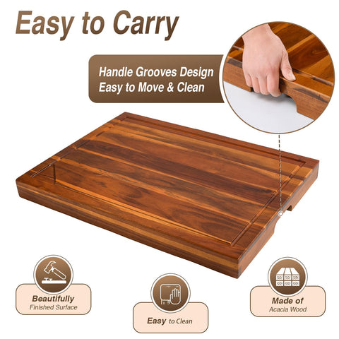 Jubilander brown acacia stove cover combines durability with farmhouse style.
