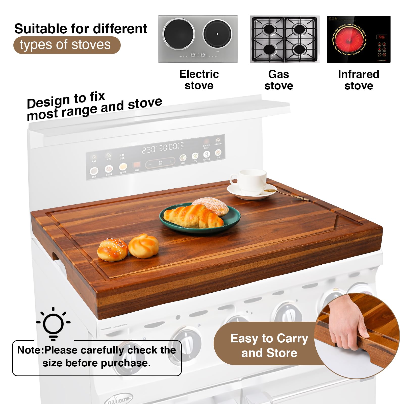 Jubilander RV stove top cover adds workspace during trips.