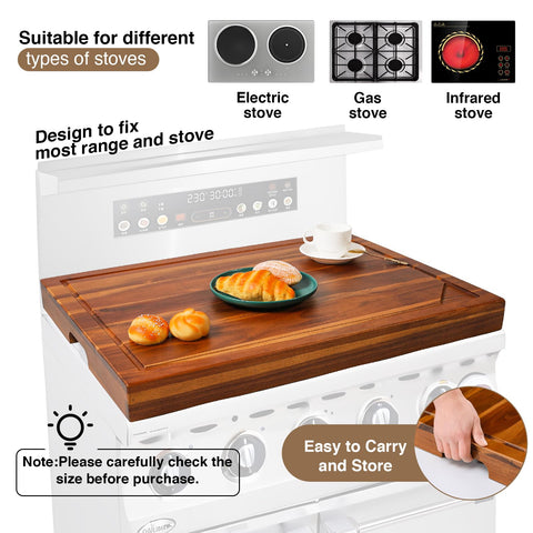 Jubilander RV stove top cover adds workspace during trips.