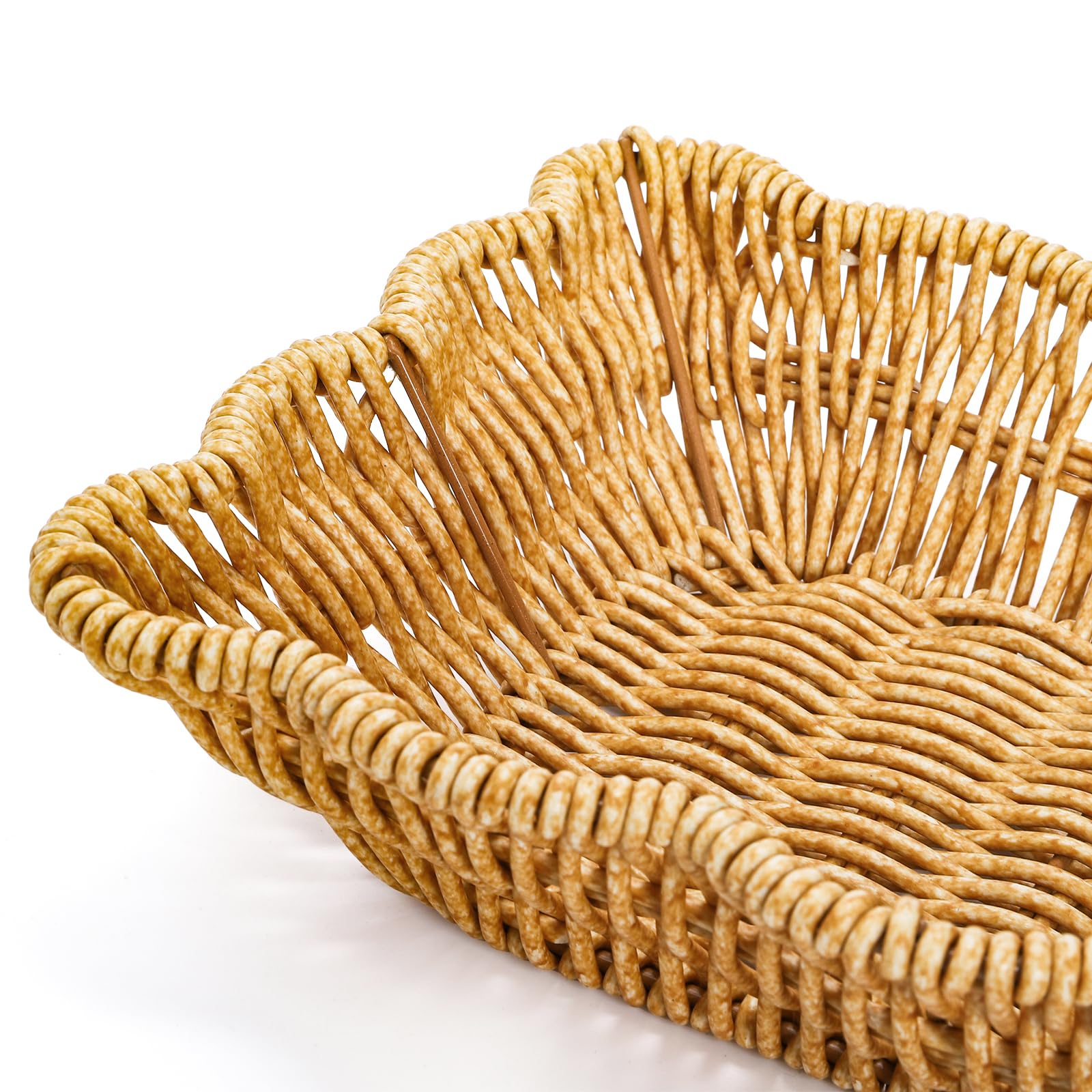 Jucoan 3-pack small poly wicker basket compact for cabinet organization