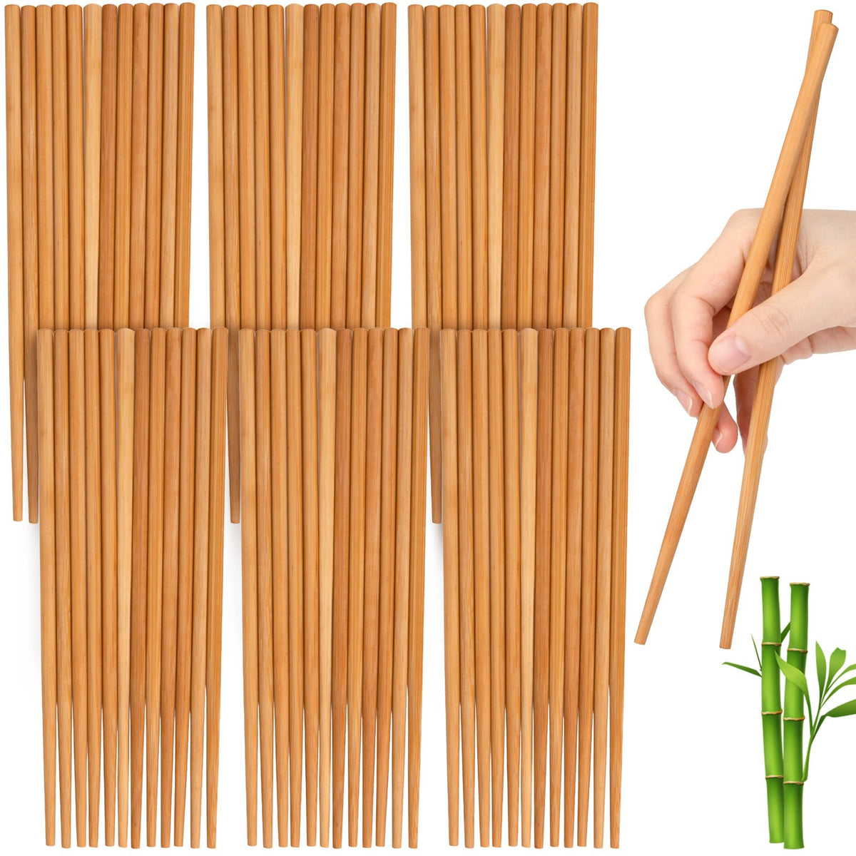Jucoan bamboo chopsticks 9-5 inch for easy grip, ideal for noodles and sushi at home.