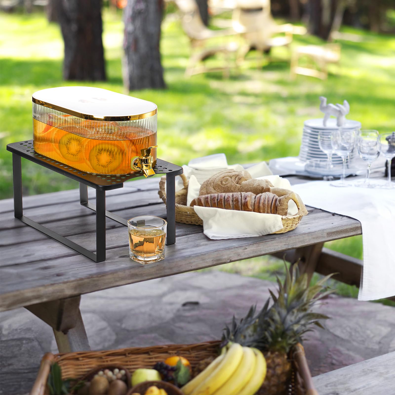 Jucoan portable beverage stand with clear spigot access for easy refills