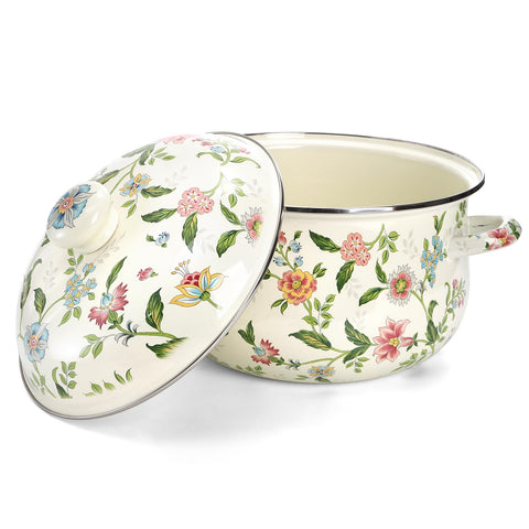 Jucoan enamel stockpot dual handles provide a comfortable grip during family meals