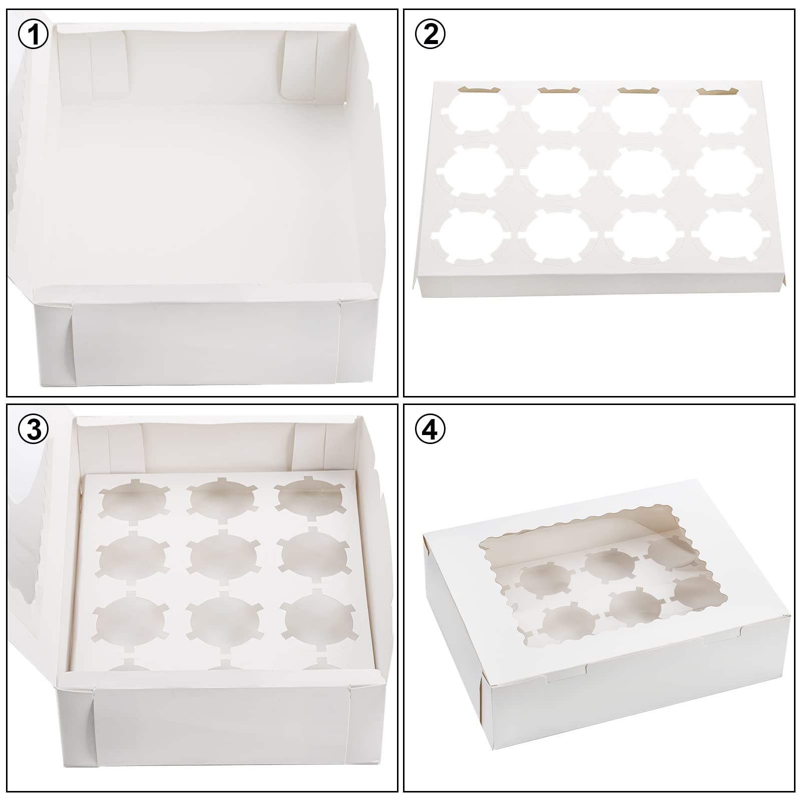 Jucoan versatile bakery box for muffins, cookies, pies, and pastries.
