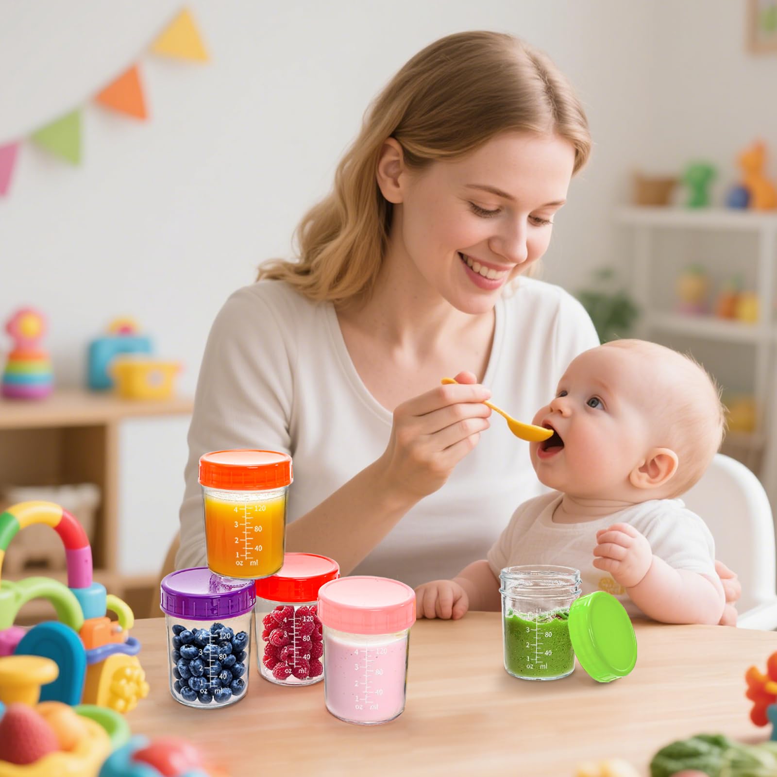 Jucoan small jars ideal for baby food, yogurt, and snacks.