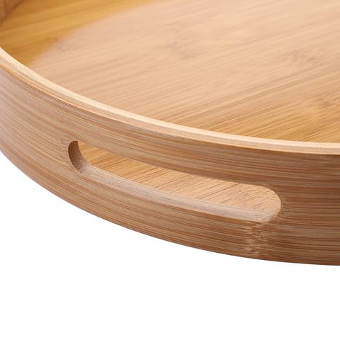 Jucoan round bamboo tray ready for drinks, breakfast, or snacks.
