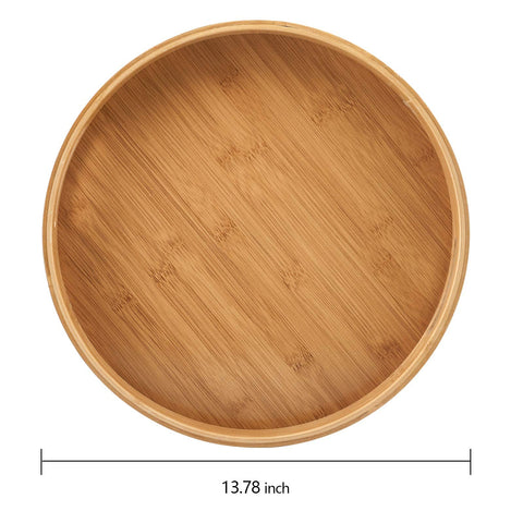 Jucoan round bamboo tray shows wood grain detail for a natural touch.