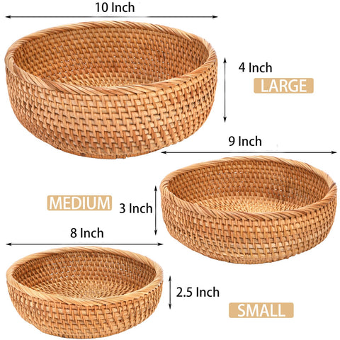 Jucoan round rattan basket medium ideal for bread or snacks.