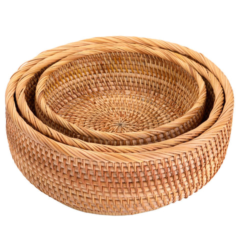 Jucoan round rattan basket small keeps keys and small items organized.