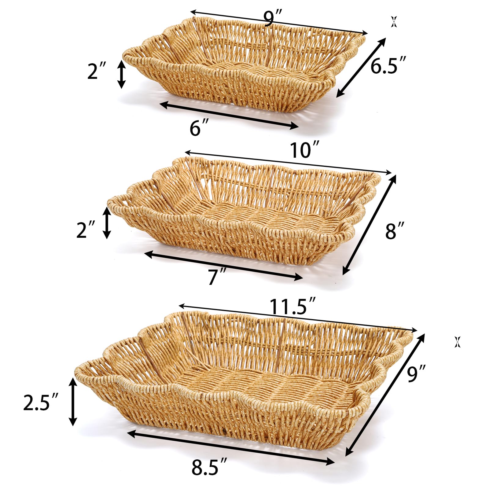 Jucoan rustic-style wicker baskets on table versatile for kitchen and dining