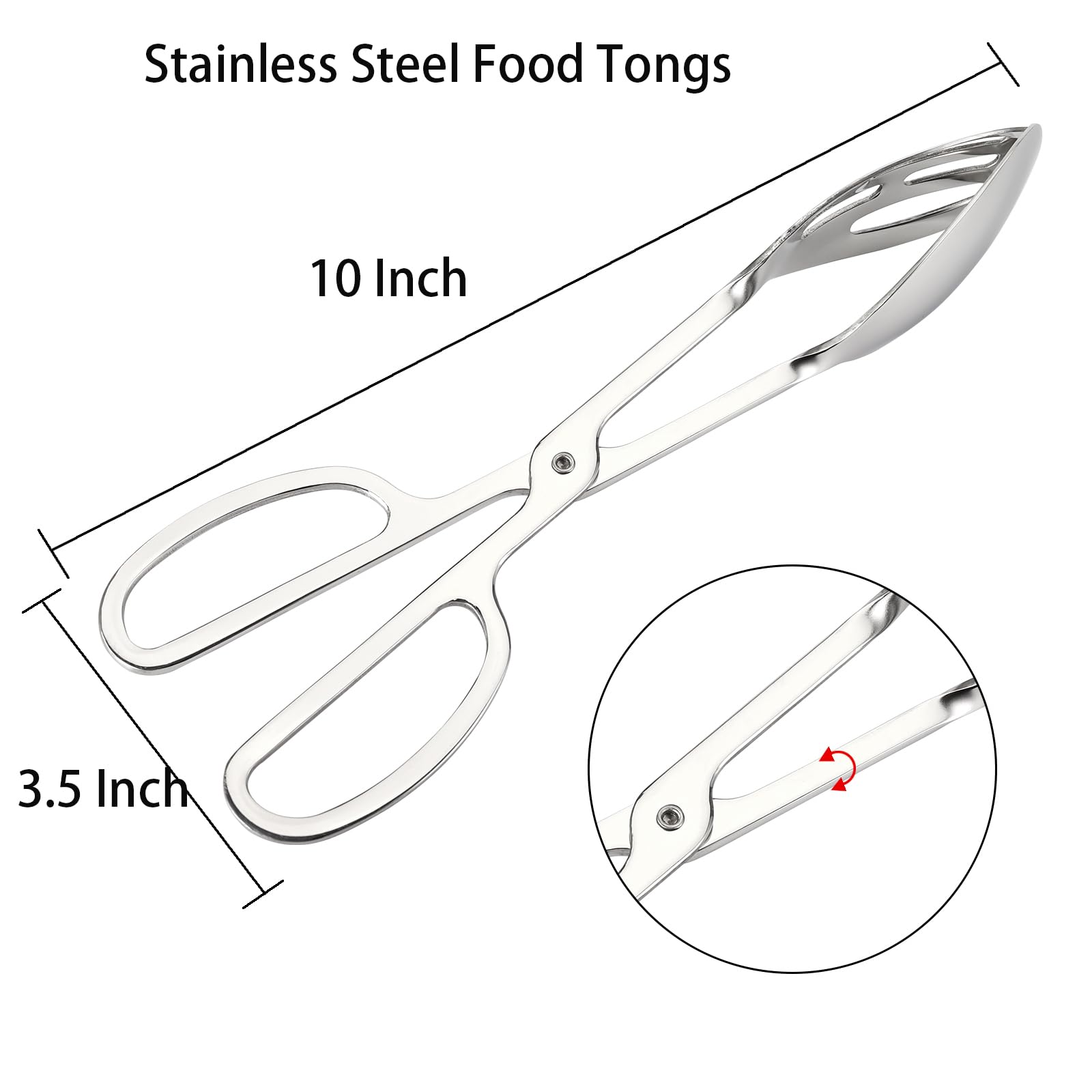 Jucoan salad tongs close up with scissor handles for a secure grip