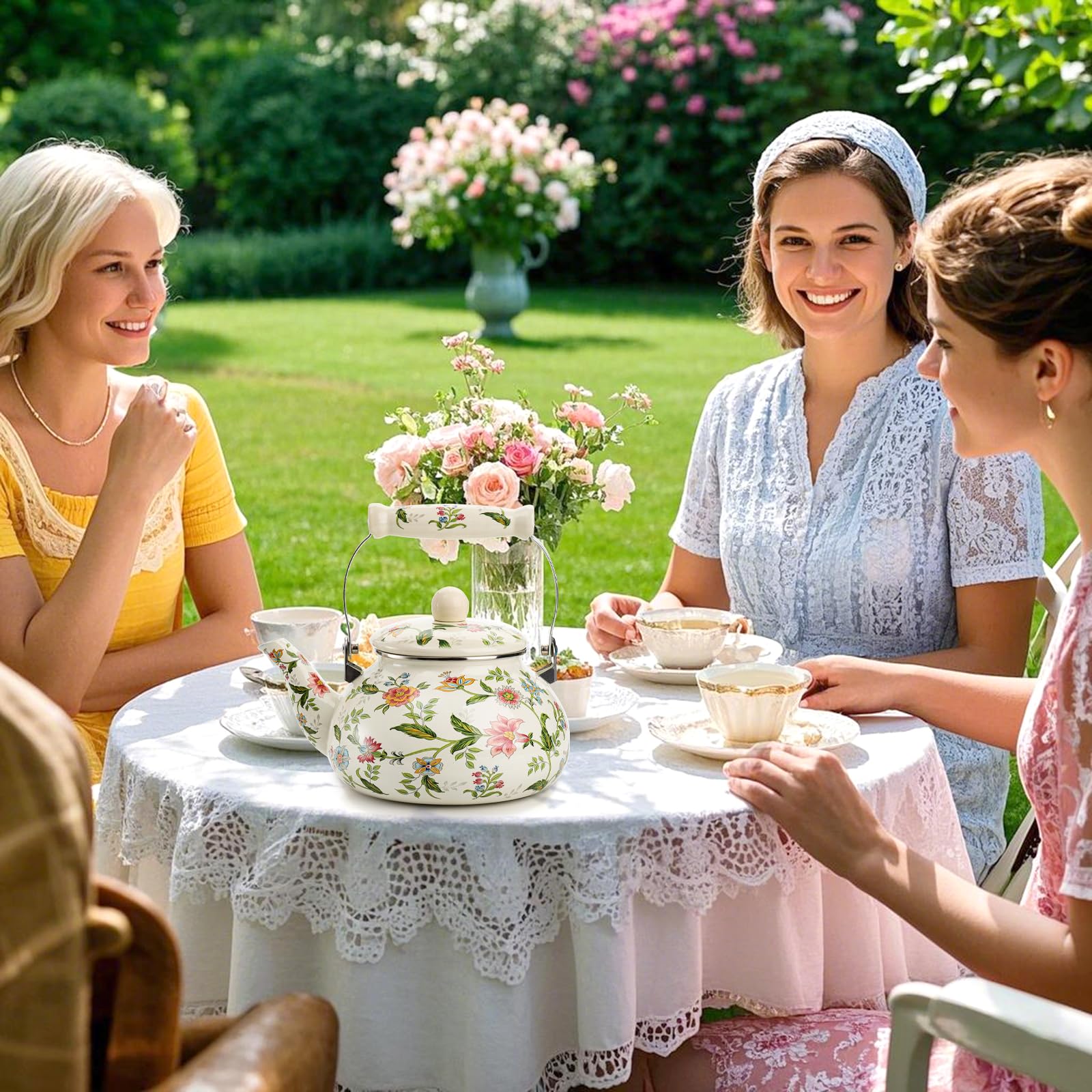 Jucoan vintage enamel kettle with non-toxic glaze for everyday use