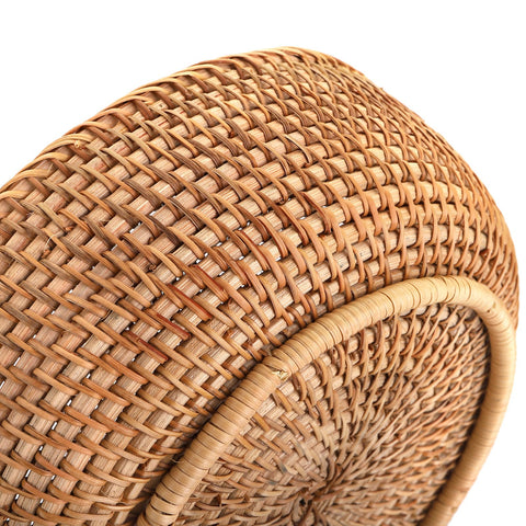 Jucoan woven basket with wood base stays steady on surfaces.