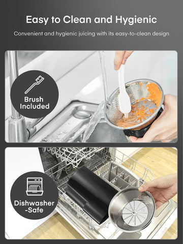 Cleaning brush included with the Juilist juicer speeds filter care.
