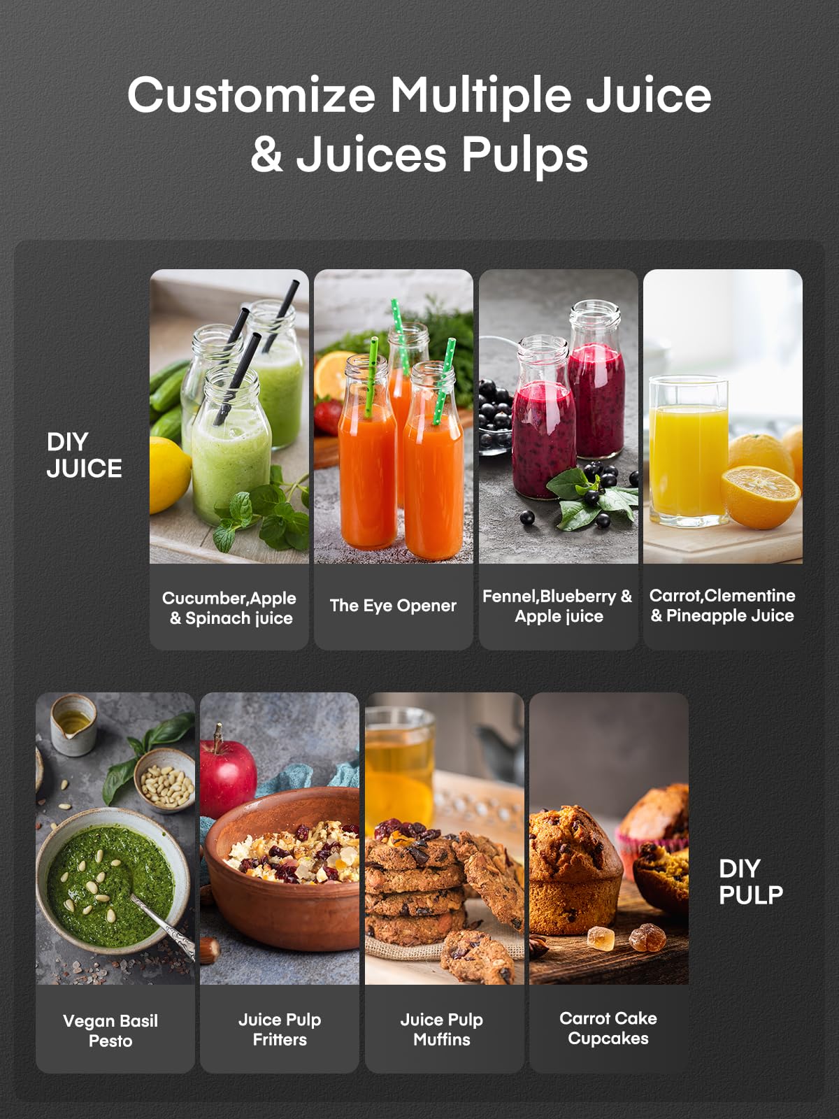Juilist's compact design fits on counters while delivering efficient juice.