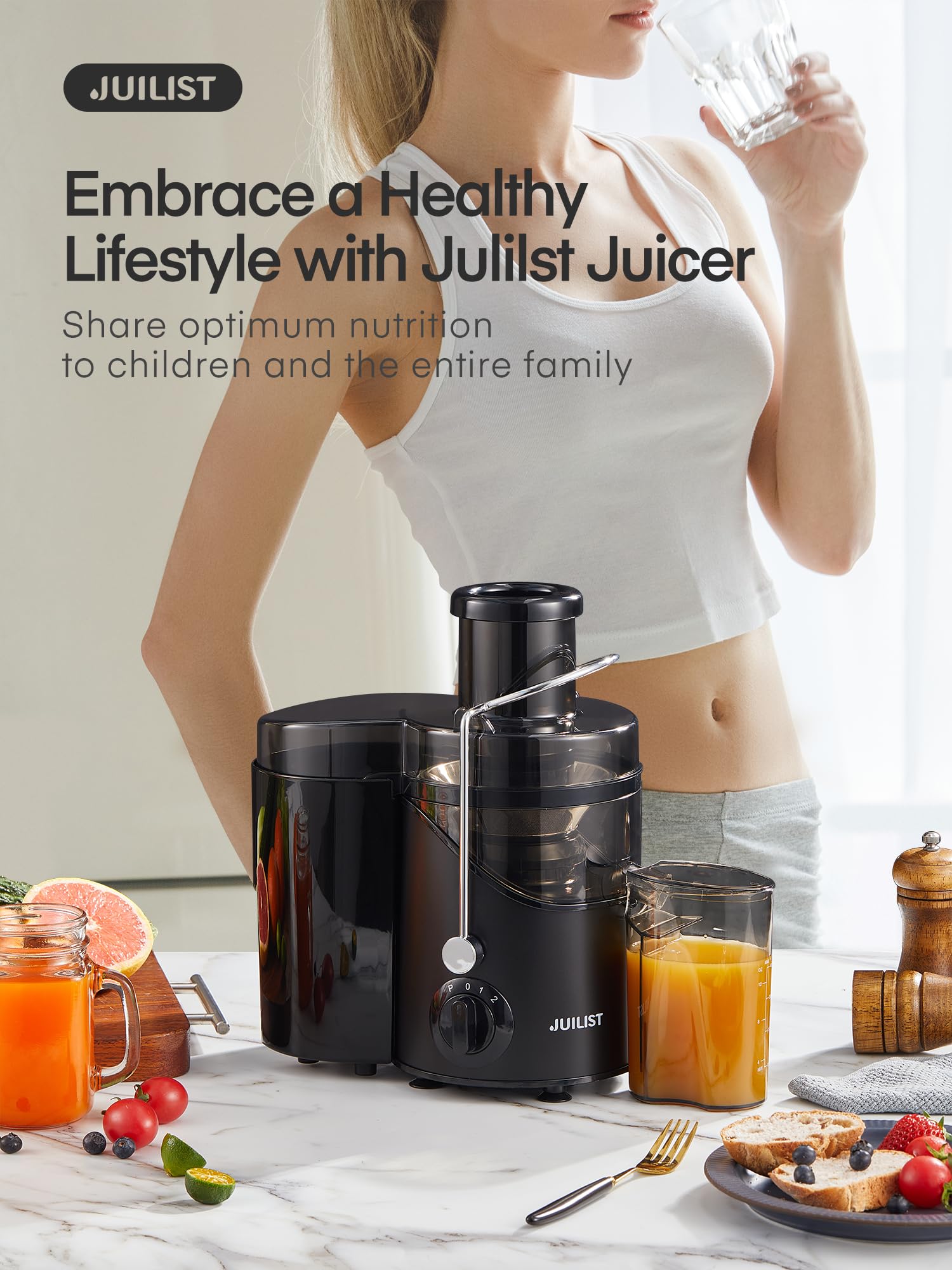 Image of the Juilist juicer highlighting its potential juice yield efficiency.