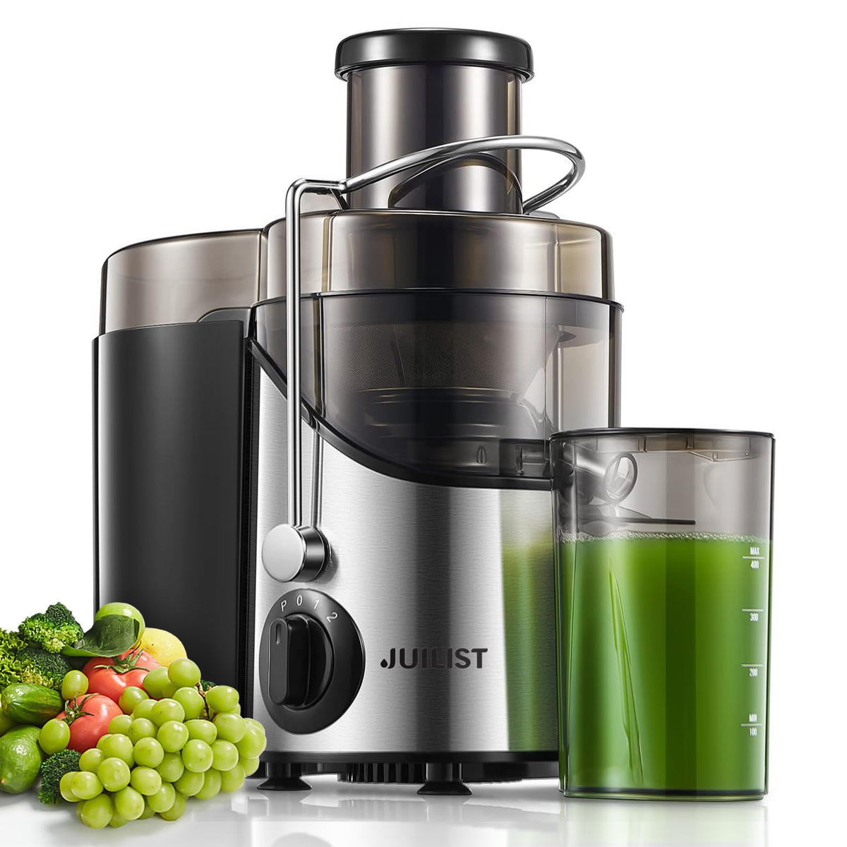 Juilist juicer with 3-inch wide mouth for quick prep