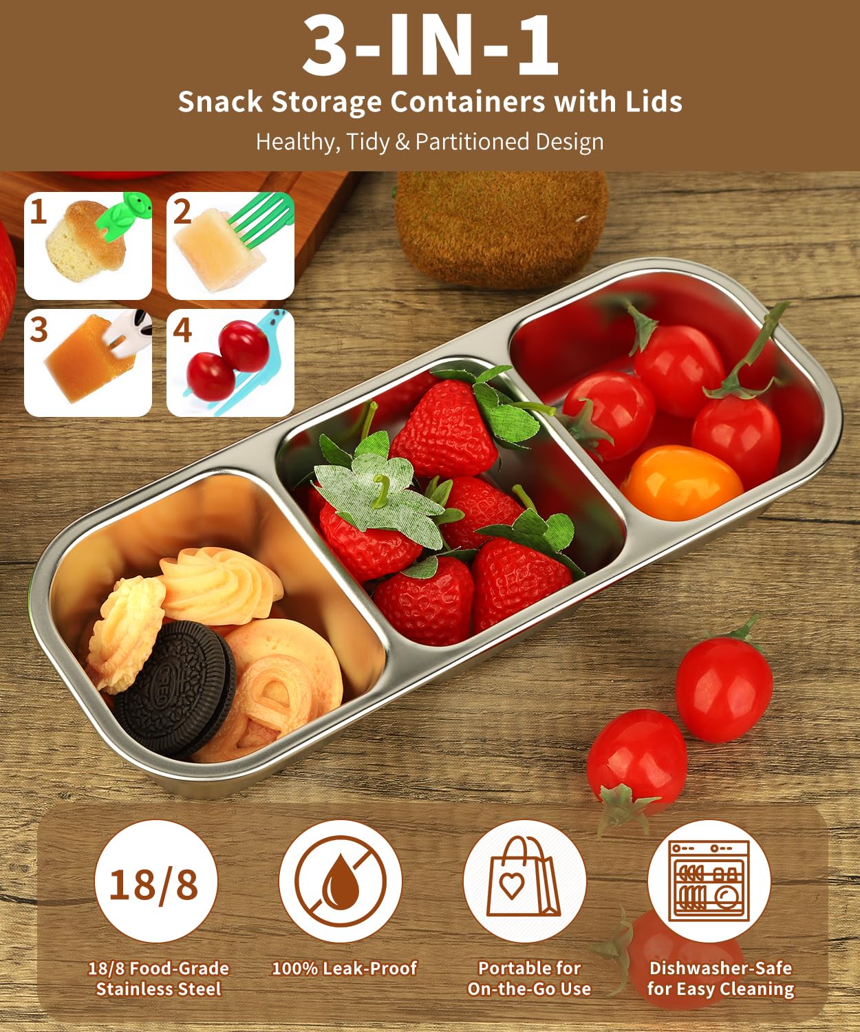 JUJOJB Bento Box dishwasher-safe stainless steel for quick cleanup