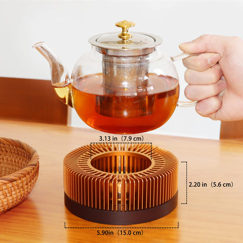 JUKFITA teapot warmer showing warm glow to enhance ambience during tea time
