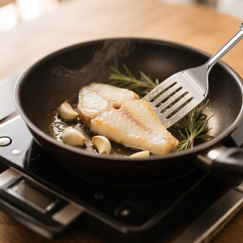 JULIPRO dishwasher-safe spatula enables quick cleanup after cooking.