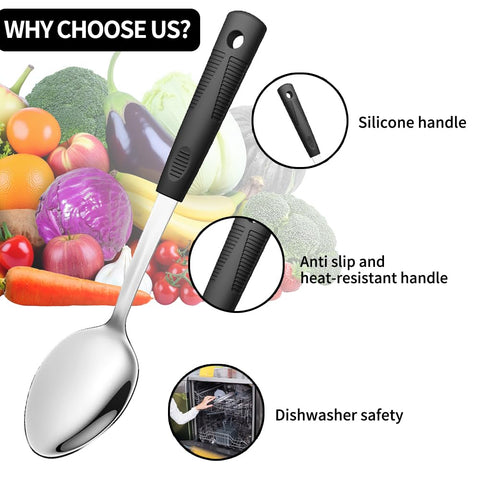 JULIPRO spoon with hanging hole design for space-saving storage.