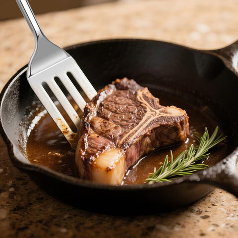 JULIPRO rust-resistant stainless steel spatula stays glossy after use.