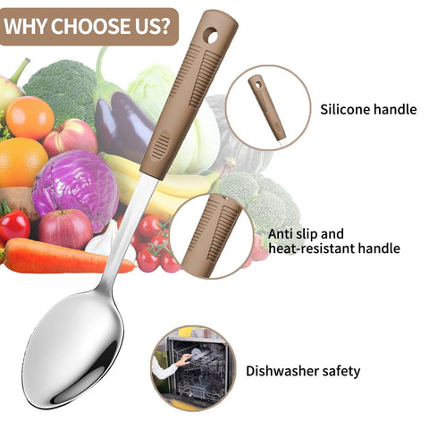 JULIPRO silicone-handle spoons offer anti-slip grip and heat-safe cooking.